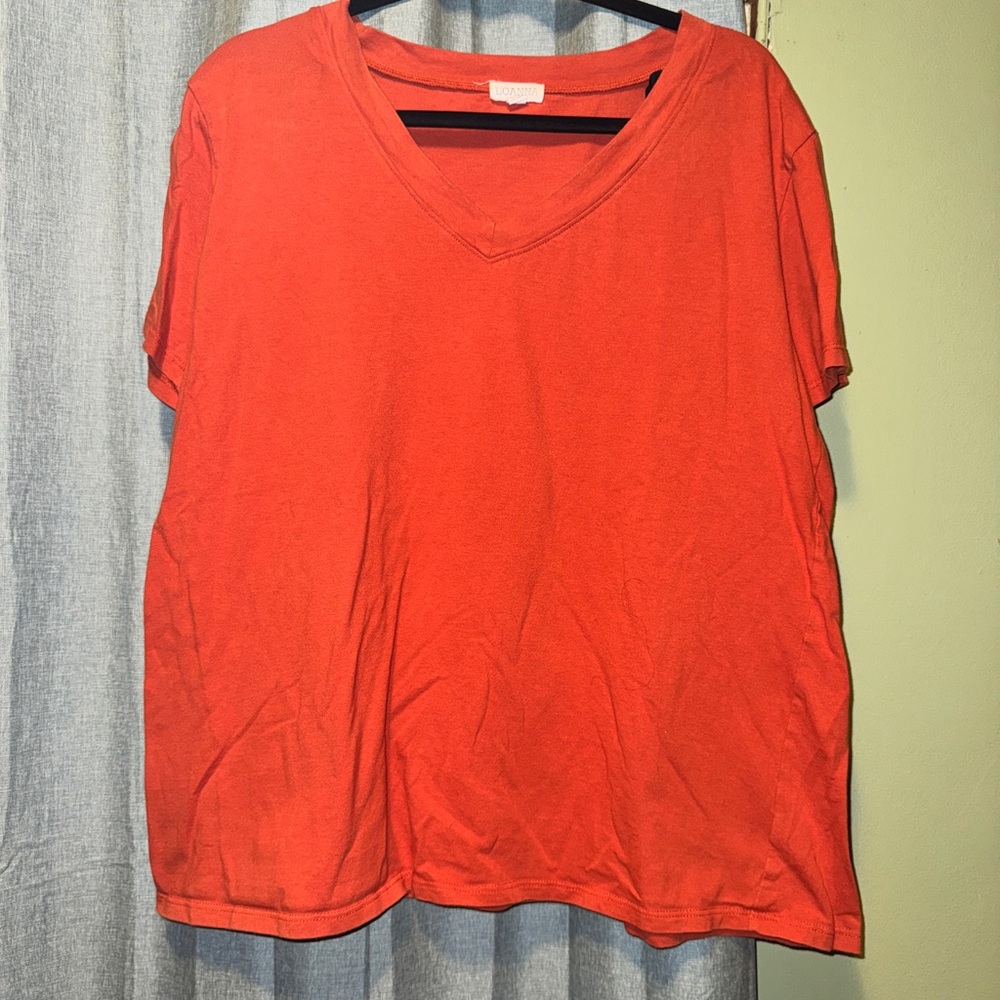 Orange Short Sleeve V-Neck Tee